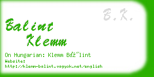 balint klemm business card